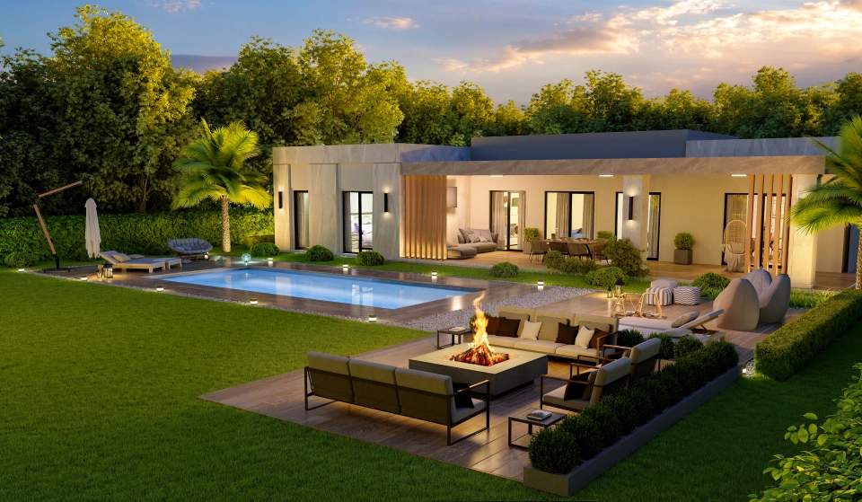 Villas with sea and lake view together