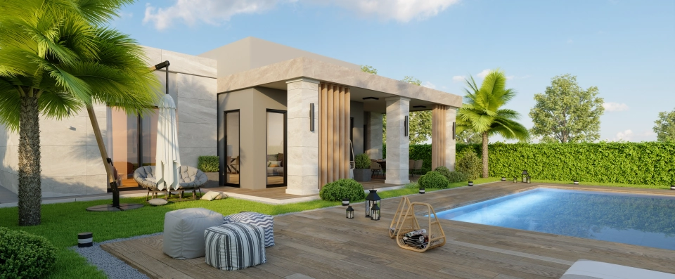 Villas with sea and lake view together