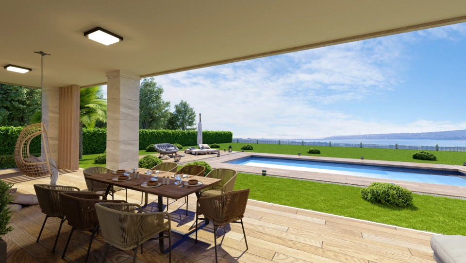 Villas with sea and lake view together