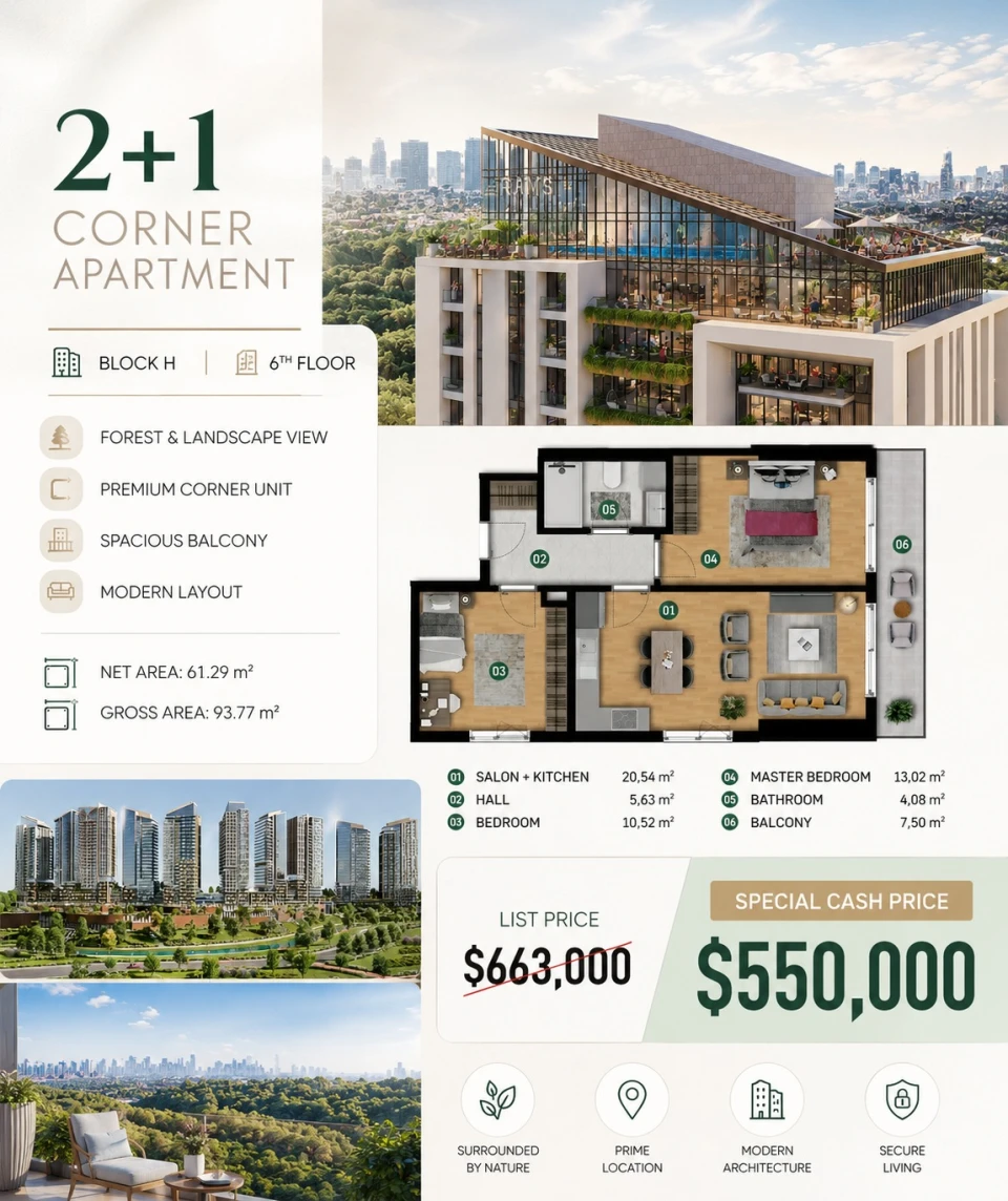 4+1 Daire · City Manzarası · 221m² · $1,530,617 · Maslak, şişli for Sale in Istanbul, Turkey | Domirel — photo 13